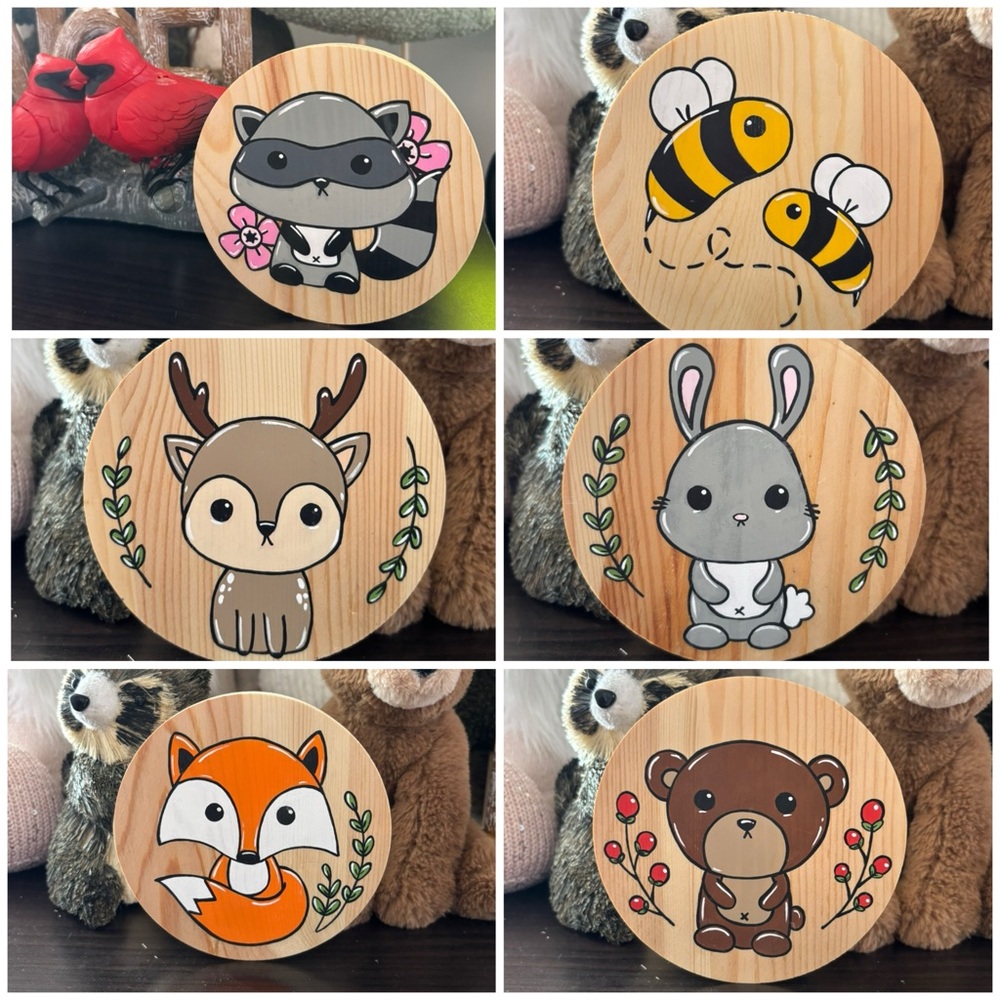 Woodland Animals Painted Wood Decor